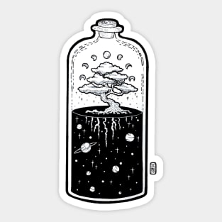 Space Grown Bonsai Bottle Illustration Sticker